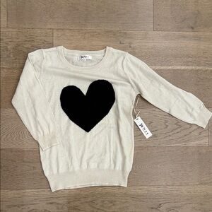 Women's Cream Sweater with Black Heart